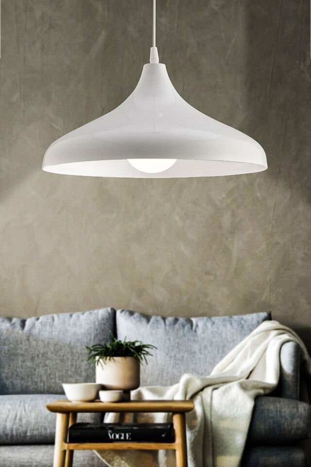 Kaizer Beyaz 36 Cm Modern Avize Sarkıt Rustik Mutfak Kuaför Cafe Lamba Dekoratif Aydınlatma