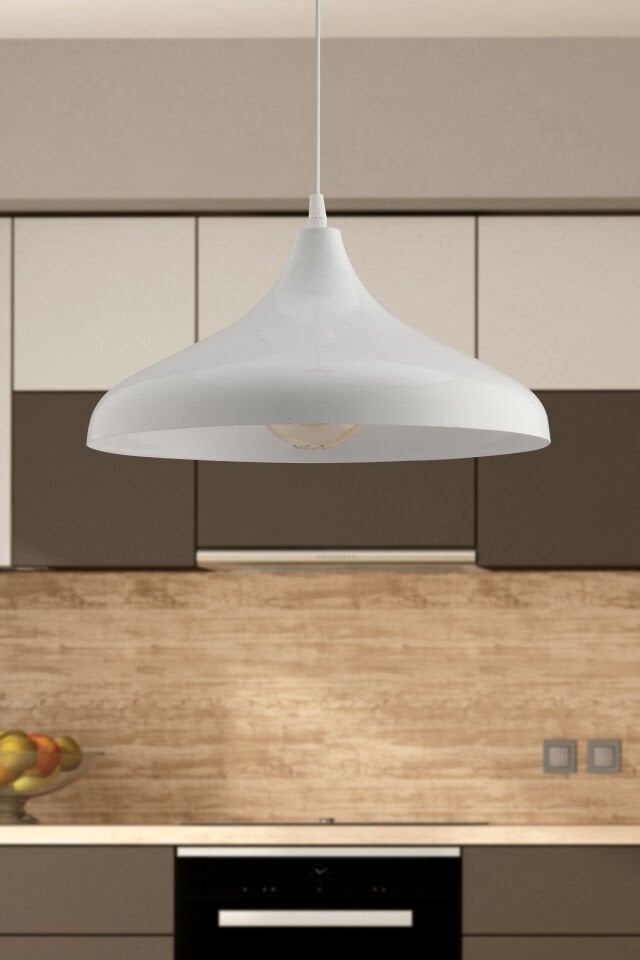 Kaizer Beyaz 36 Cm Modern Avize Sarkıt Rustik Mutfak Kuaför Cafe Lamba Dekoratif Aydınlatma