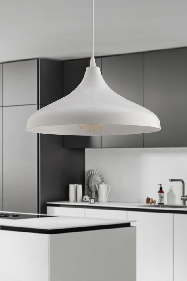 Kaizer Beyaz 36 Cm Modern Avize Sarkıt Rustik Mutfak Kuaför Cafe Lamba Dekoratif Aydınlatma