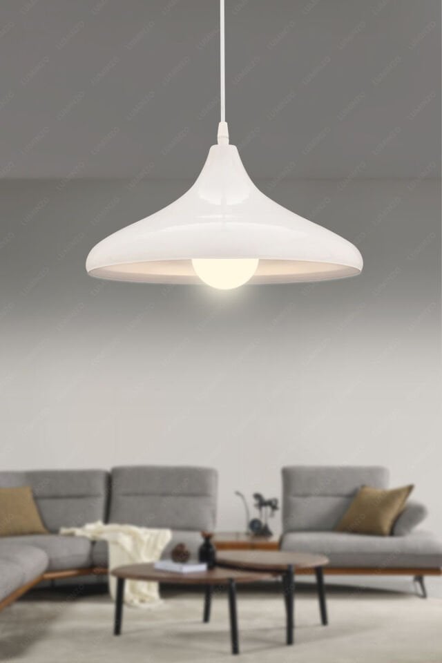 Kaizer Beyaz 36 Cm Modern Avize Sarkıt Rustik Mutfak Kuaför Cafe Lamba Dekoratif Aydınlatma