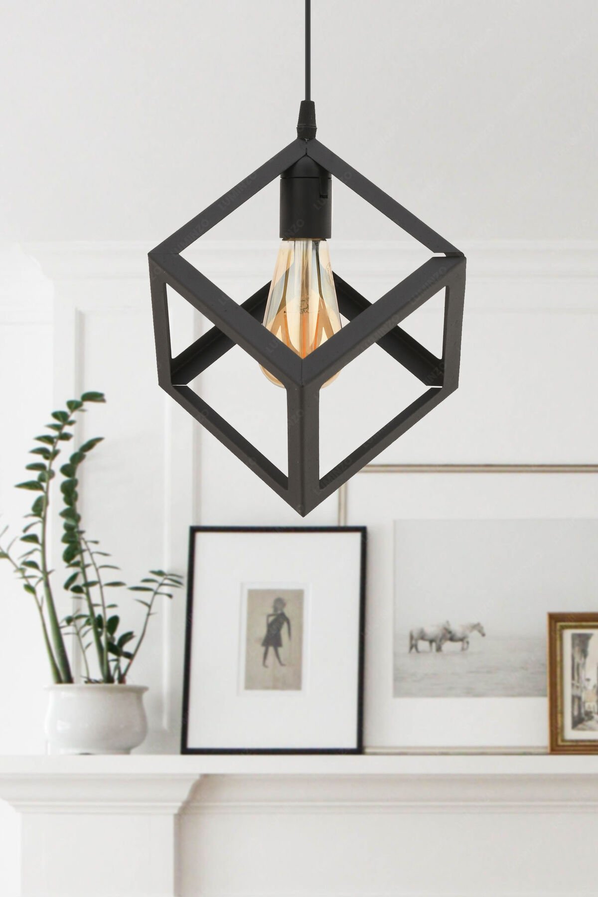 Luiza Siyah 24 cm Modern Avize Sarkıt Salon Mutfak Kuaför Cafe Lamba Dekoratif Aydınlatma