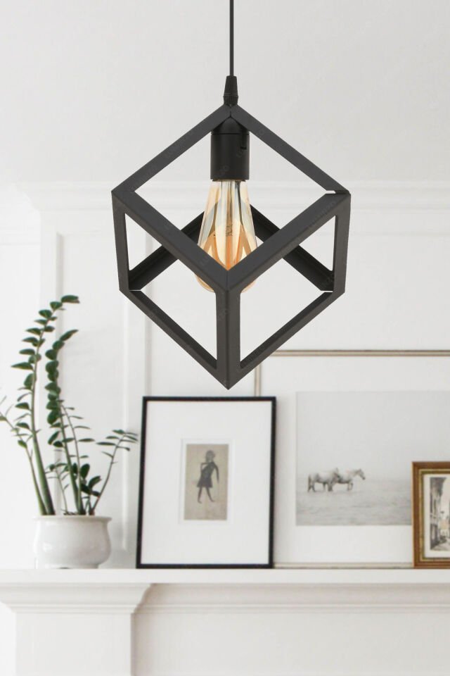 Luiza Siyah 24 cm Modern Avize Sarkıt Salon Mutfak Kuaför Cafe Lamba Dekoratif Aydınlatma