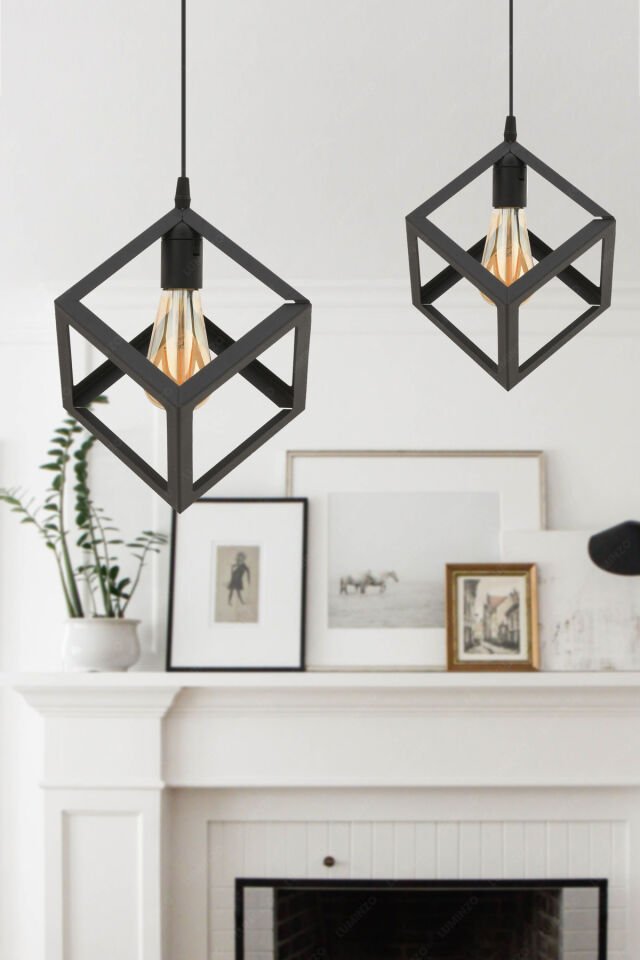 Luiza Siyah 24 cm Modern Avize Sarkıt Salon Mutfak Kuaför Cafe Lamba Dekoratif Aydınlatma