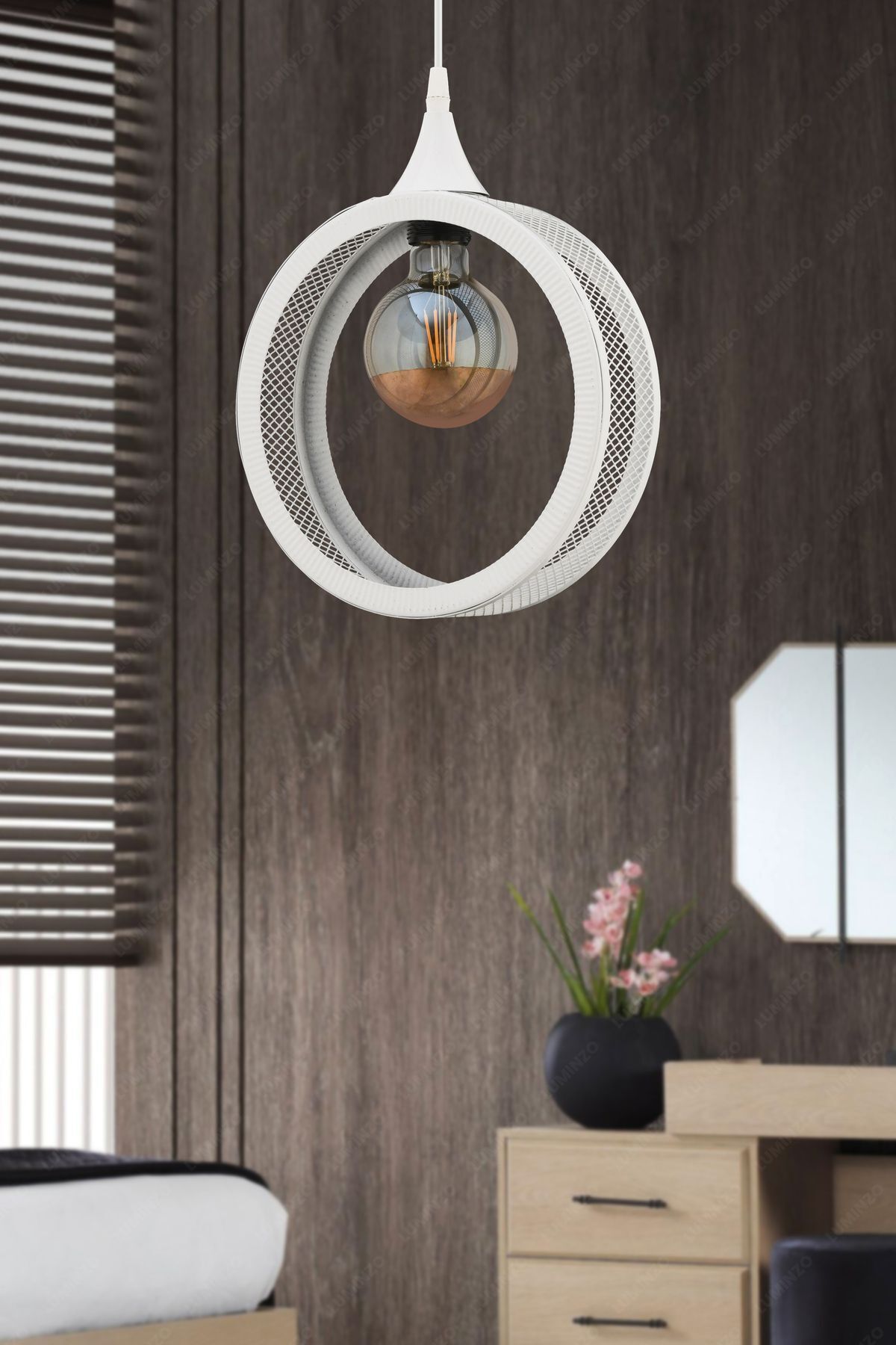 Hola 24 cm Beyaz Modern Avize Sarkıt Salon Mutfak Kuaför Cafe Lamba Dekoratif Aydınlatma