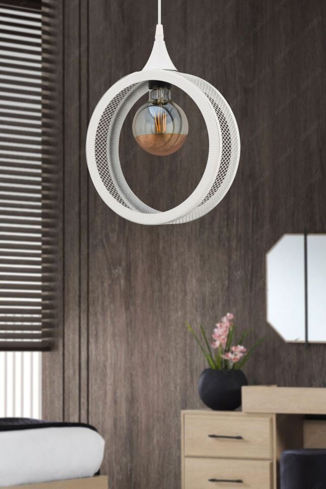 Hola 24 cm Beyaz Modern Avize Sarkıt Salon Mutfak Kuaför Cafe Lamba Dekoratif Aydınlatma