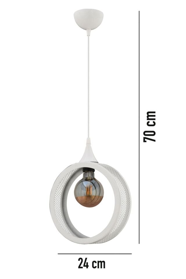 Hola 24 cm Beyaz Modern Avize Sarkıt Salon Mutfak Kuaför Cafe Lamba Dekoratif Aydınlatma