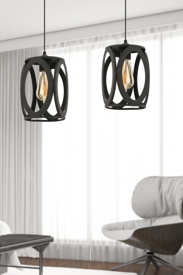 Vivo 16 cm Siyah Modern Avize Sarkıt Salon Mutfak Kuaför Cafe Lamba Dekoratif Aydınlatma