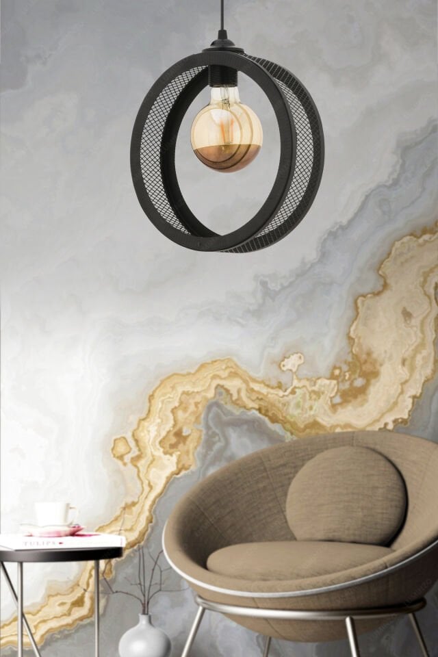 Hola 24 cm Siyah Modern Avize Sarkıt Salon Mutfak Kuaför Cafe Lamba Dekoratif Aydınlatma