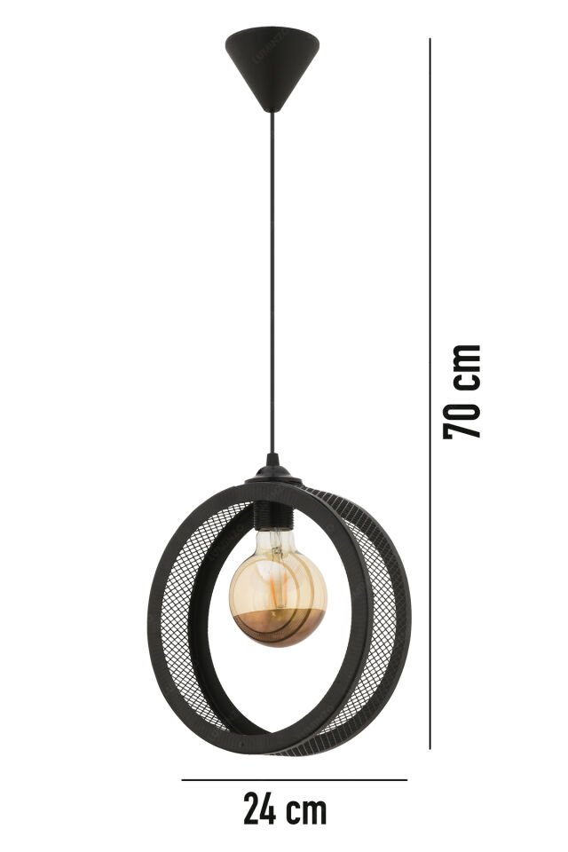 Hola 24 cm Siyah Modern Avize Sarkıt Salon Mutfak Kuaför Cafe Lamba Dekoratif Aydınlatma