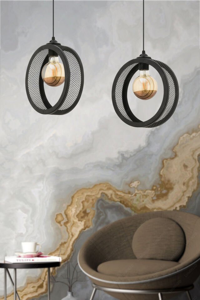 Hola 24 cm Siyah Modern Avize Sarkıt Salon Mutfak Kuaför Cafe Lamba Dekoratif Aydınlatma