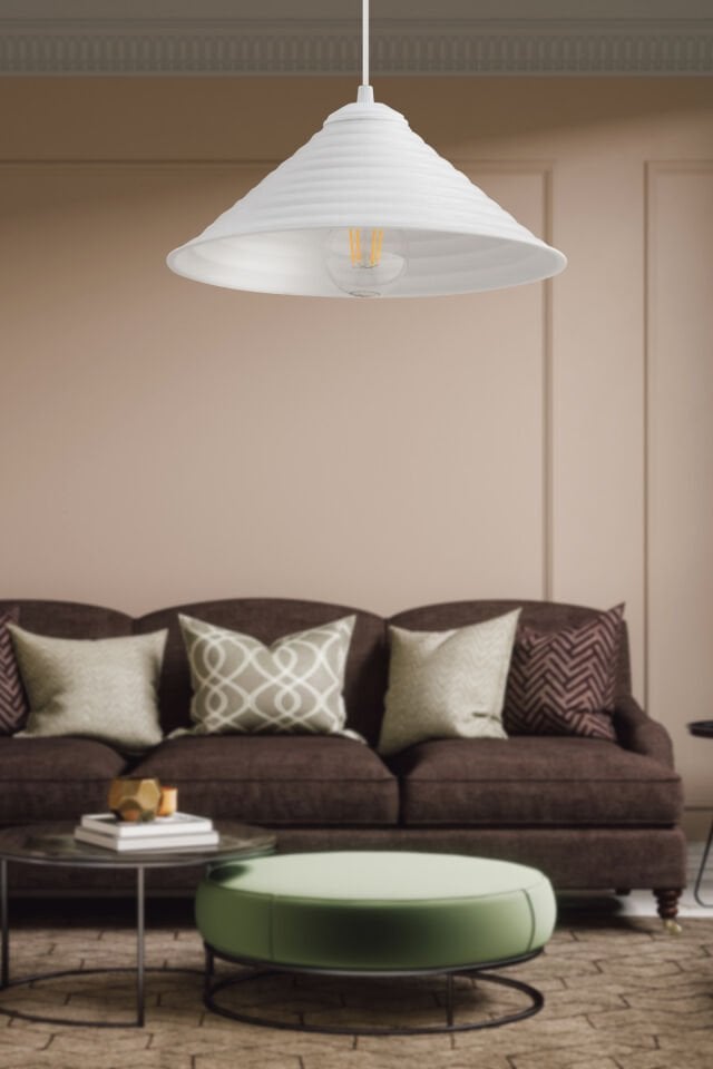 Waves 28 cm Beyaz Metal Modern Avize Sarkıt Salon Mutfak Kuaför Cafe Lamba Dekoratif Aydınlatma