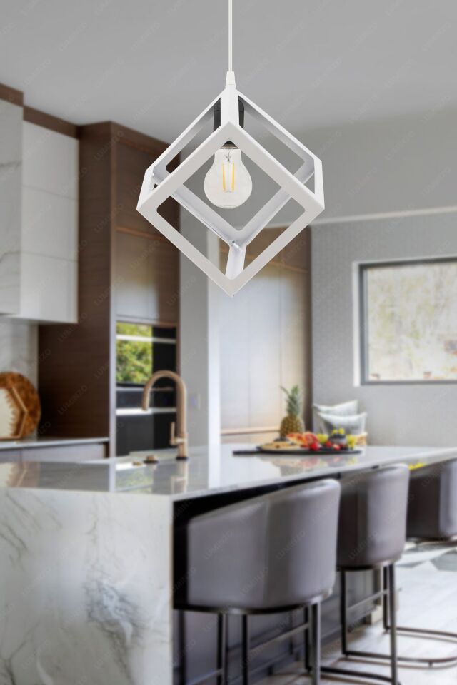 Luiza 2 Adet Beyaz 24 Cm Modern Avize Sarkıt Salon Mutfak Kuaför Cafe Lamba Dekoratif Aydınlatma