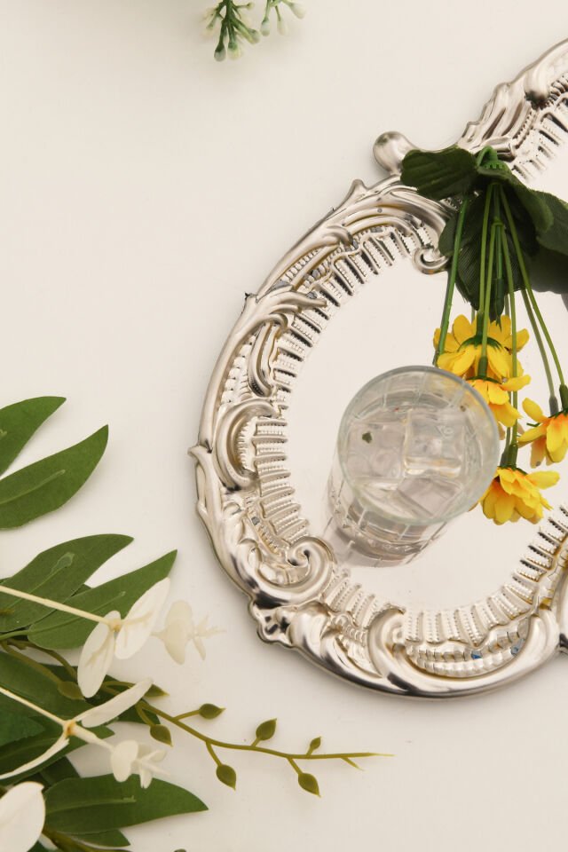 Silen Paslanmaz Bulut Model Kahve Sunum Tepsisi Gümüş 1 Adet