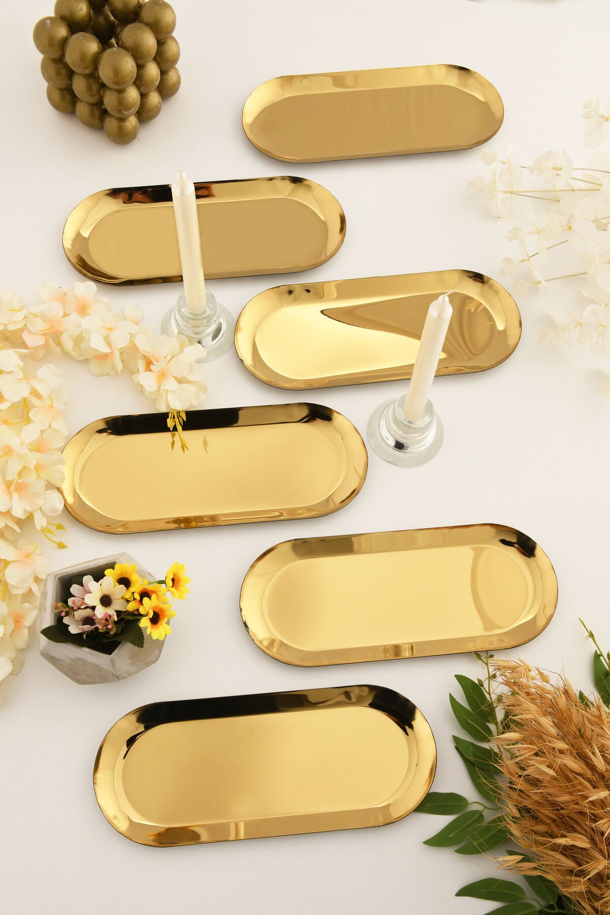 Barel Paslanmaz Oval Sunum Tepsi 6 Lı Takım