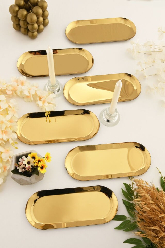 Barel Paslanmaz Oval Sunum Tepsi 6 Lı Takım