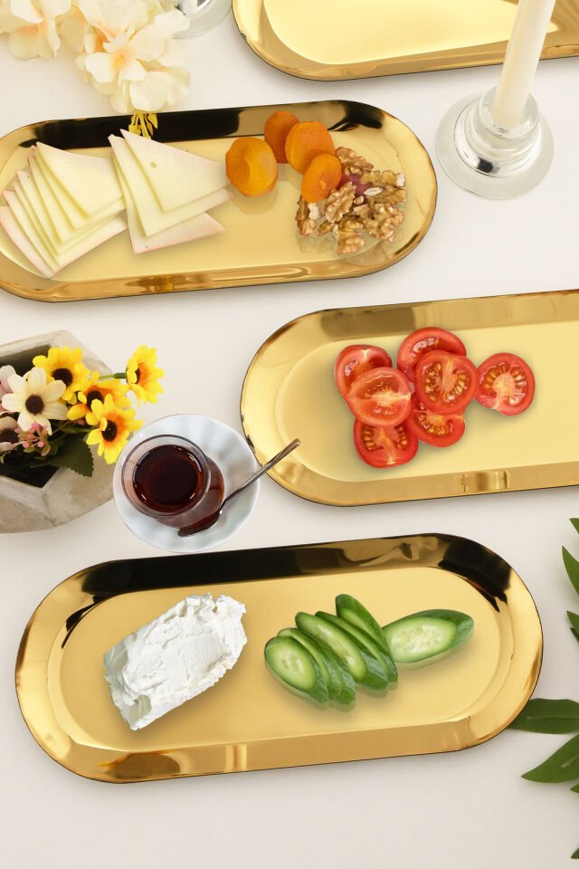 Barel Paslanmaz Oval Sunum Tepsi 6 Lı Takım