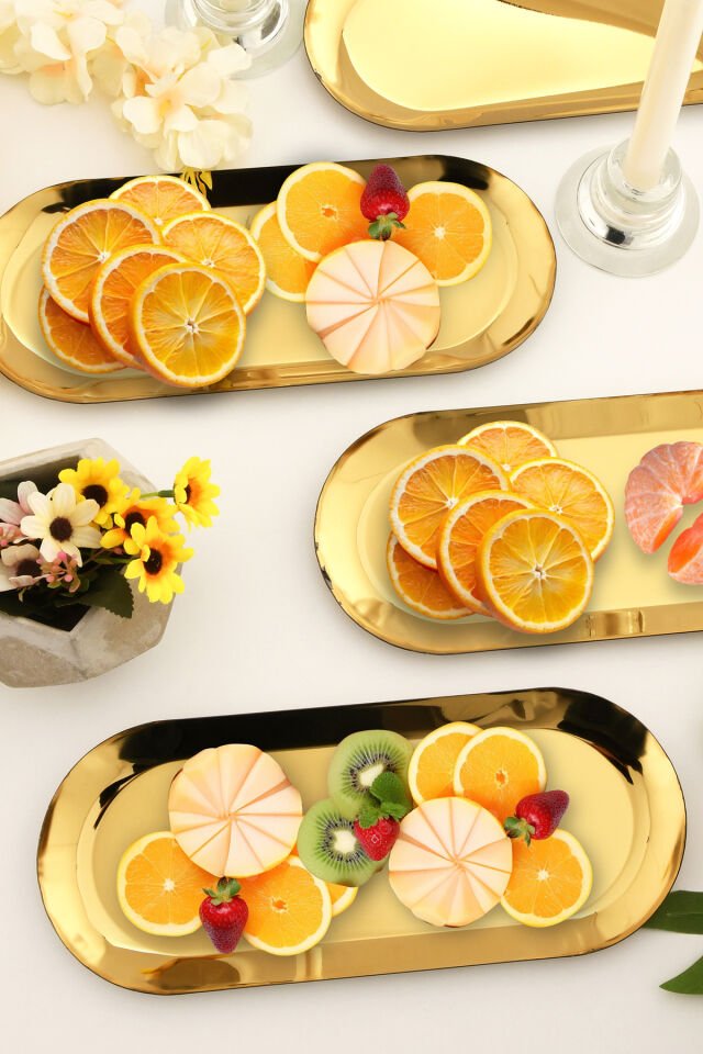 Barel Paslanmaz Oval Sunum Tepsi 6 Lı Takım