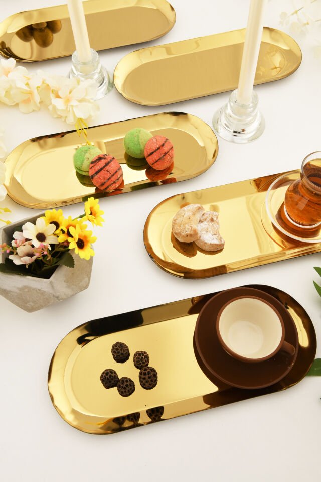 Barel Paslanmaz Oval Sunum Tepsi 6 Lı Takım