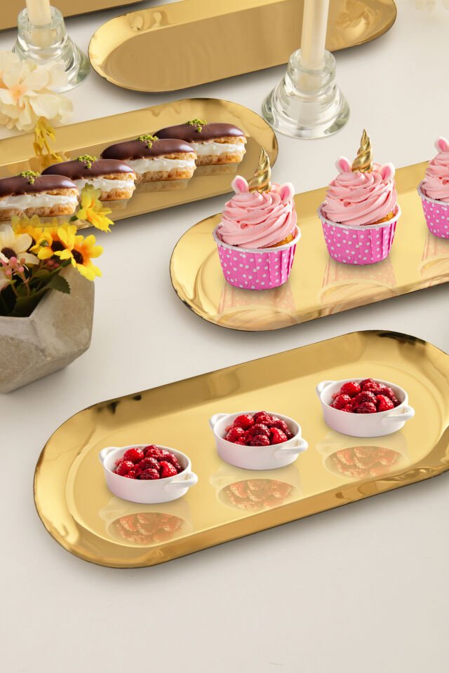 Barel Paslanmaz Oval Sunum Tepsi 6 Lı Takım