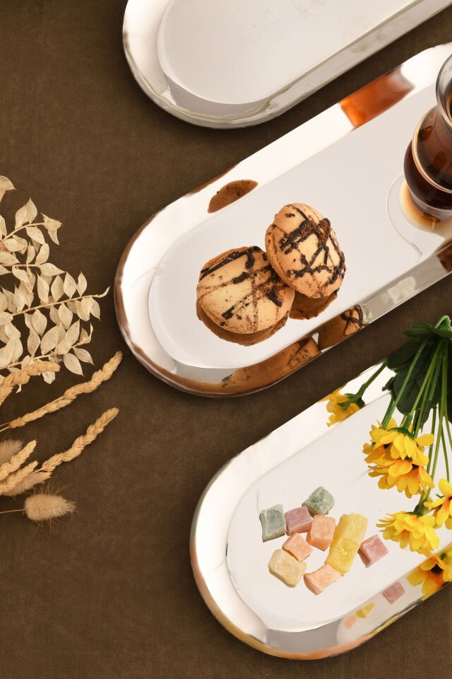 Barel Paslanmaz Oval Sunum Tepsisi 3 Lü Takım