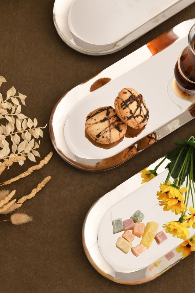 Barel Paslanmaz Oval Sunum Tepsisi 3 Lü Takım