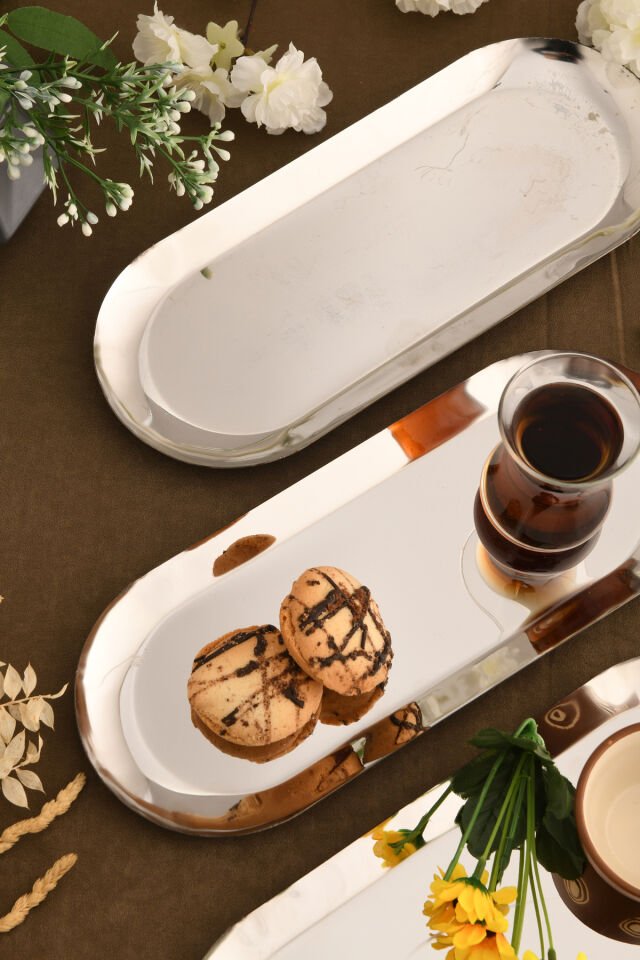 Barel Paslanmaz Oval Sunum Tepsisi 3 Lü Takım