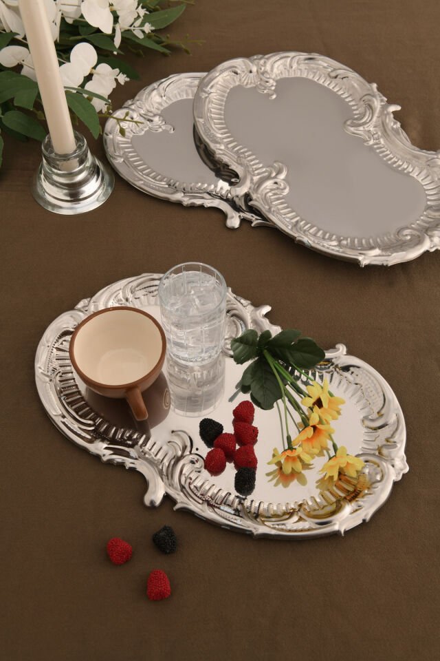 Silen Paslanmaz Bulut Model Sunum Tepsisi 3 Adet