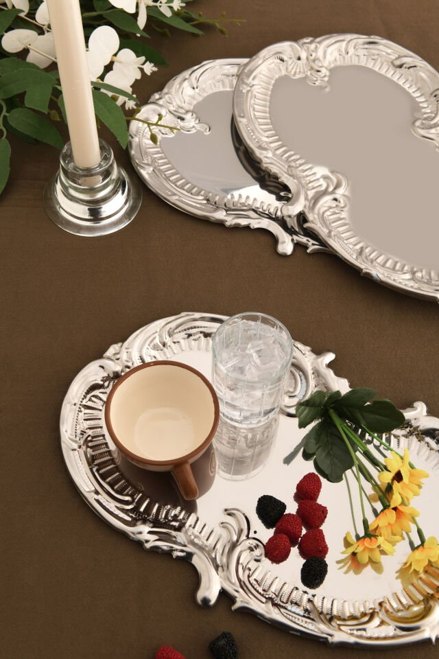 Silen Paslanmaz Bulut Model Sunum Tepsisi 3 Adet