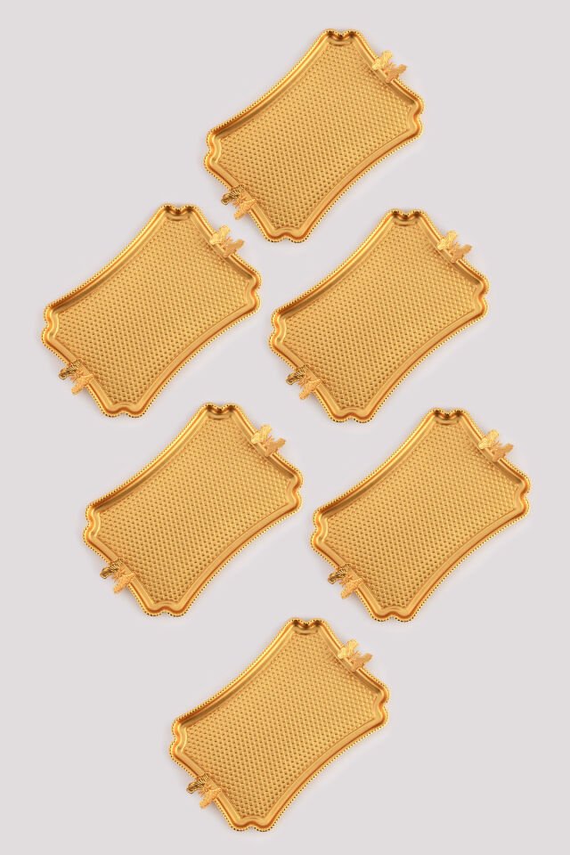 Fiano Kelebek Petek Model Kelebek Detaylı Sunum Tepsisi Gold 6 Lı Takım