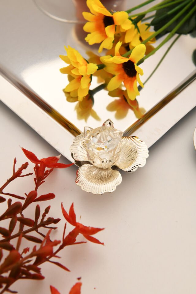 Anter 6 Lı Takım Paslanmaz Kahve Ve Çok Amaçlı Sunum Tepsisi Kare Taşlı Model Dekoratif Tepsi