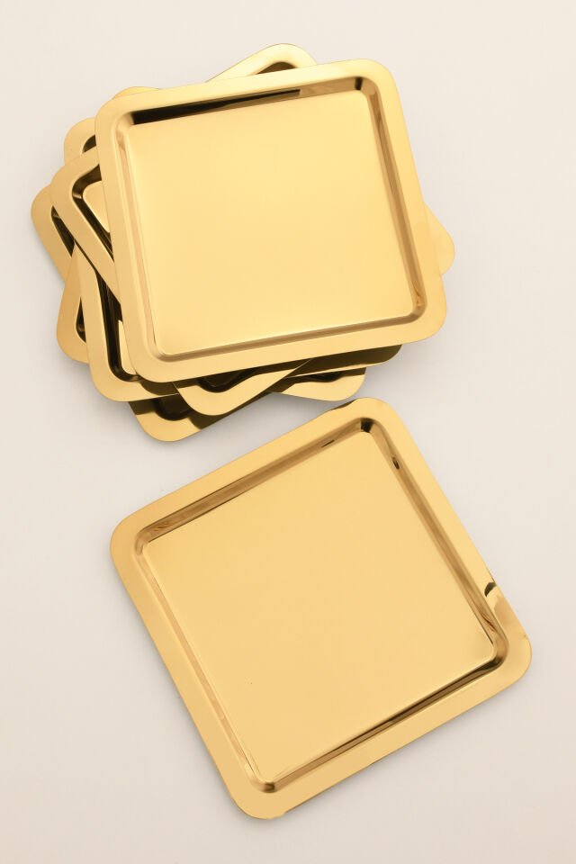 Orlen 6 Lı Paslanmaz Kahve Ve Çok Amaçlı Sunum Tepsisi Kare