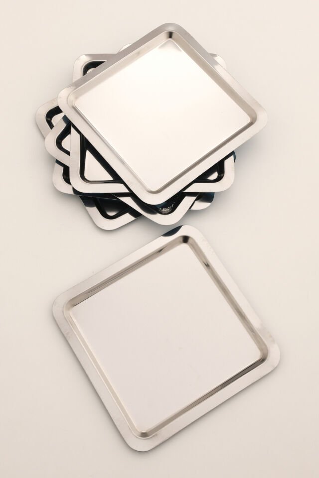 Orlen Paslanmaz Çelik Kahve Sunum Tepsisi Servis Çay Tepsisi Dekoratif Tepsi