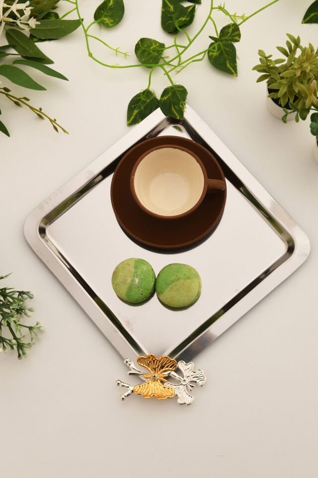 Nesto Paslanmaz Kare Kelebek Detaylı Sunum Tepsisi Gümüş 1 Adet