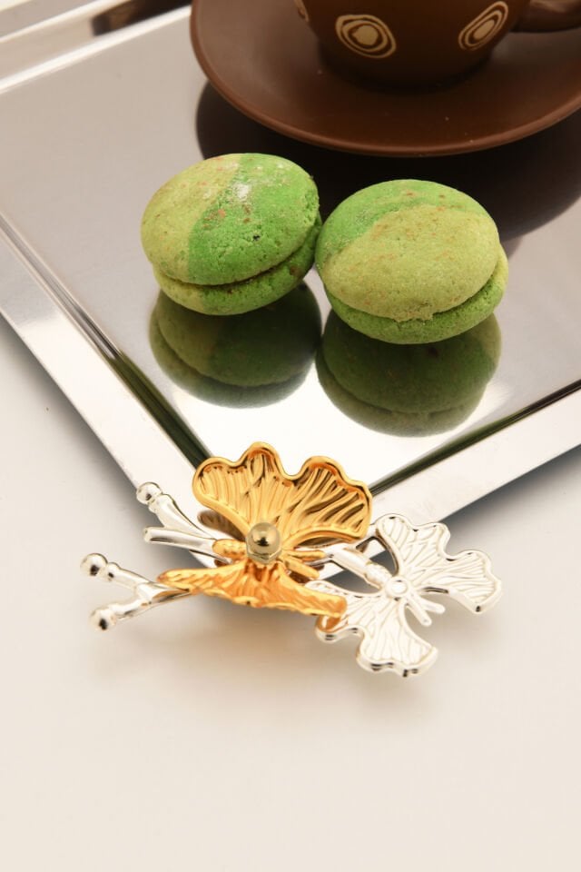 Nesto Paslanmaz Kare Kelebek Detaylı Sunum Tepsisi Gümüş 1 Adet