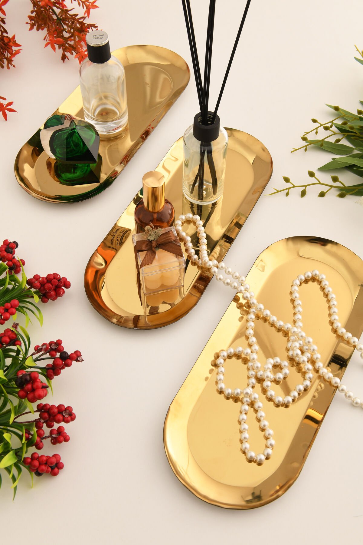 Barel Paslanmaz Oval Sunum Tepsisi 3 Lü Takım