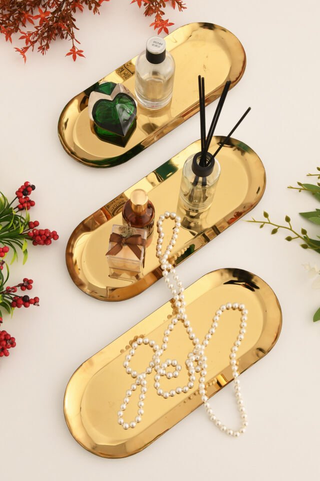 Barel Paslanmaz Oval Sunum Tepsisi 3 Lü Takım