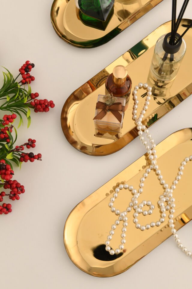 Barel Paslanmaz Oval Sunum Tepsisi 3 Lü Takım