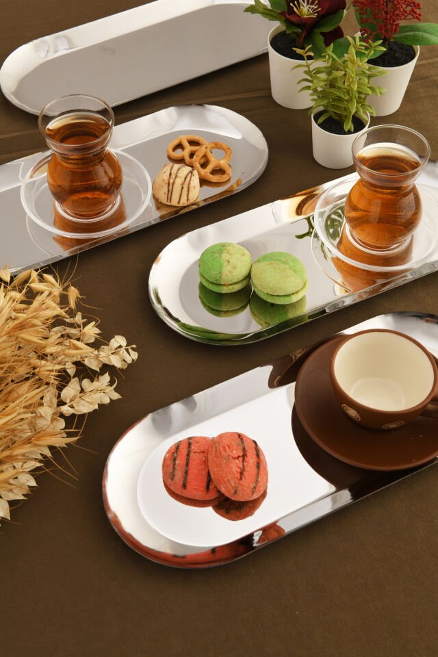 Barel Paslanmaz Oval Sunum Tepsi 6 Lı Takım