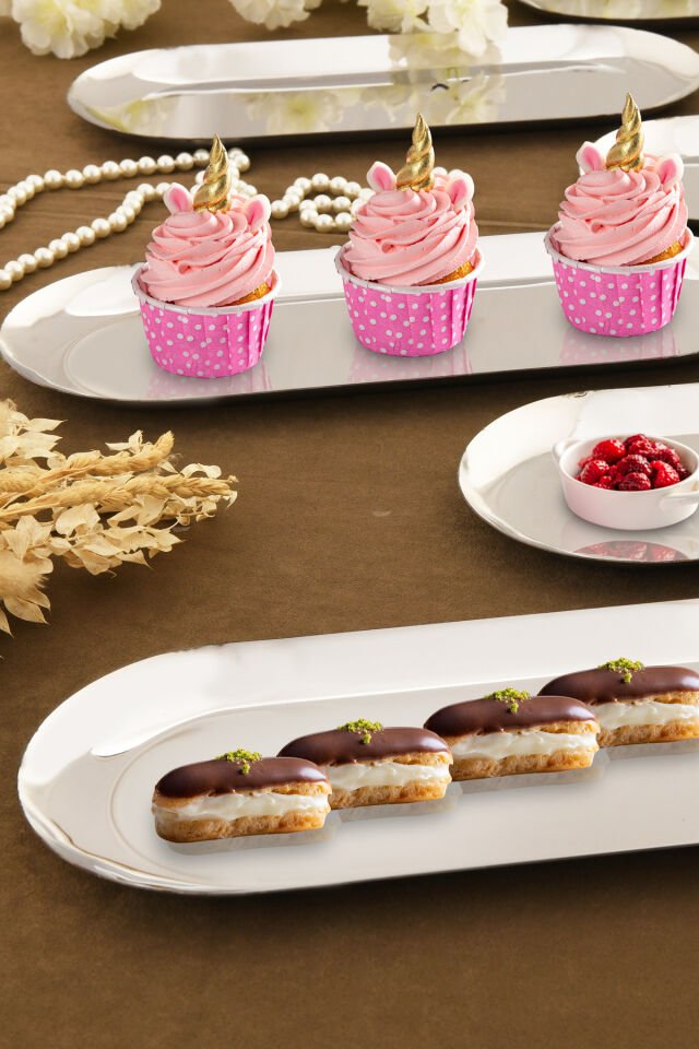 Barel Paslanmaz Oval Sunum Tepsi 6 Lı Takım