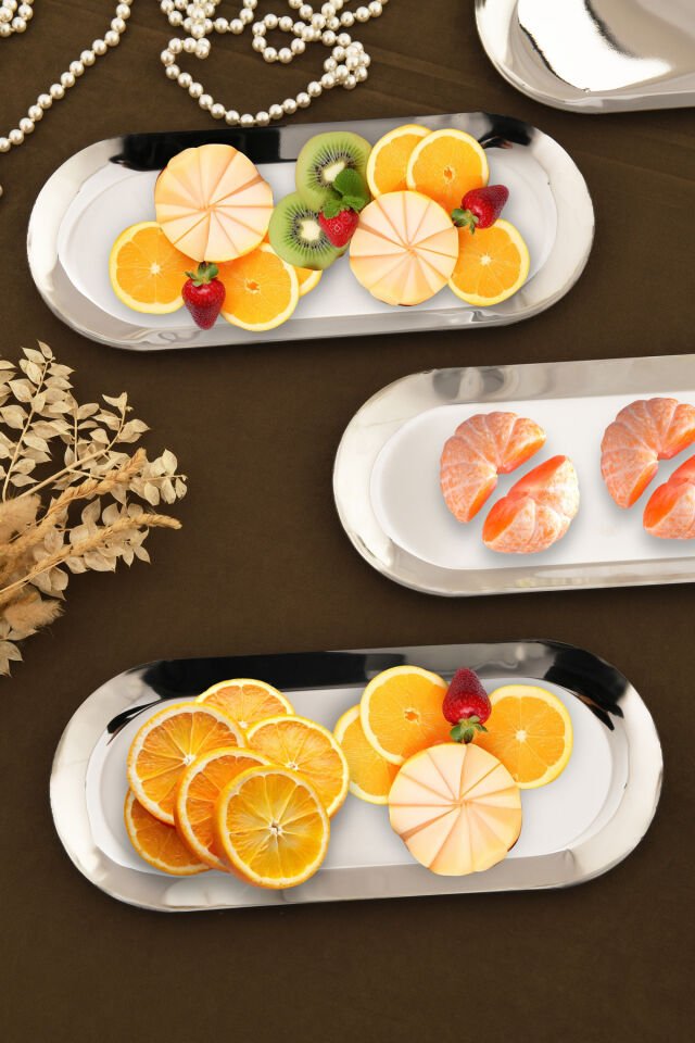 Barel Paslanmaz Oval Sunum Tepsi 6 Lı Takım