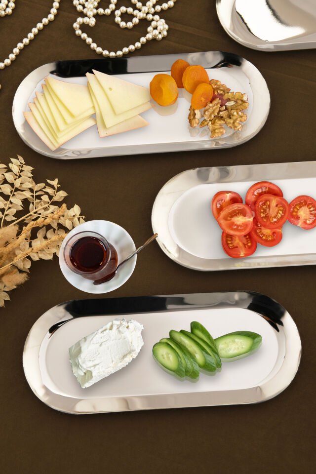 Barel Paslanmaz Oval Sunum Tepsi 6 Lı Takım