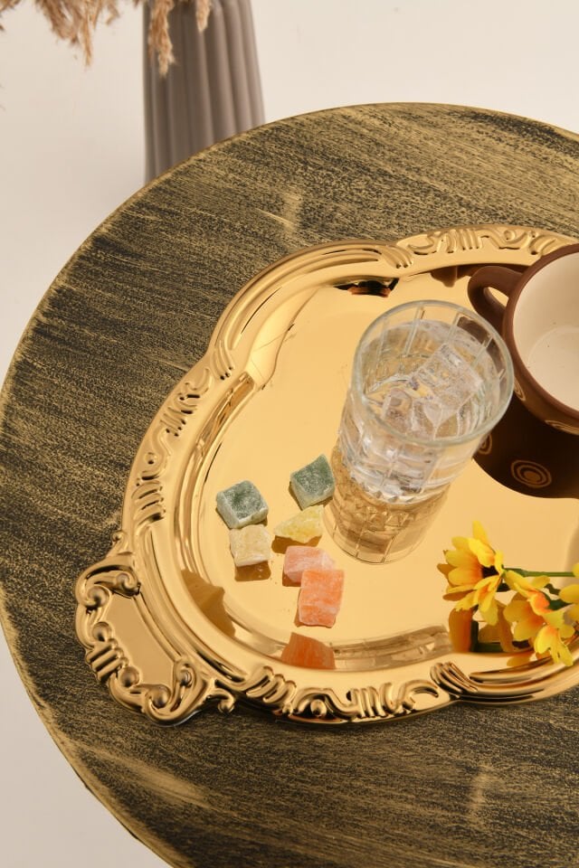 Elvir Paslanmaz Osmanlı Desen Sunum Tepsisi Gold 1 Adet