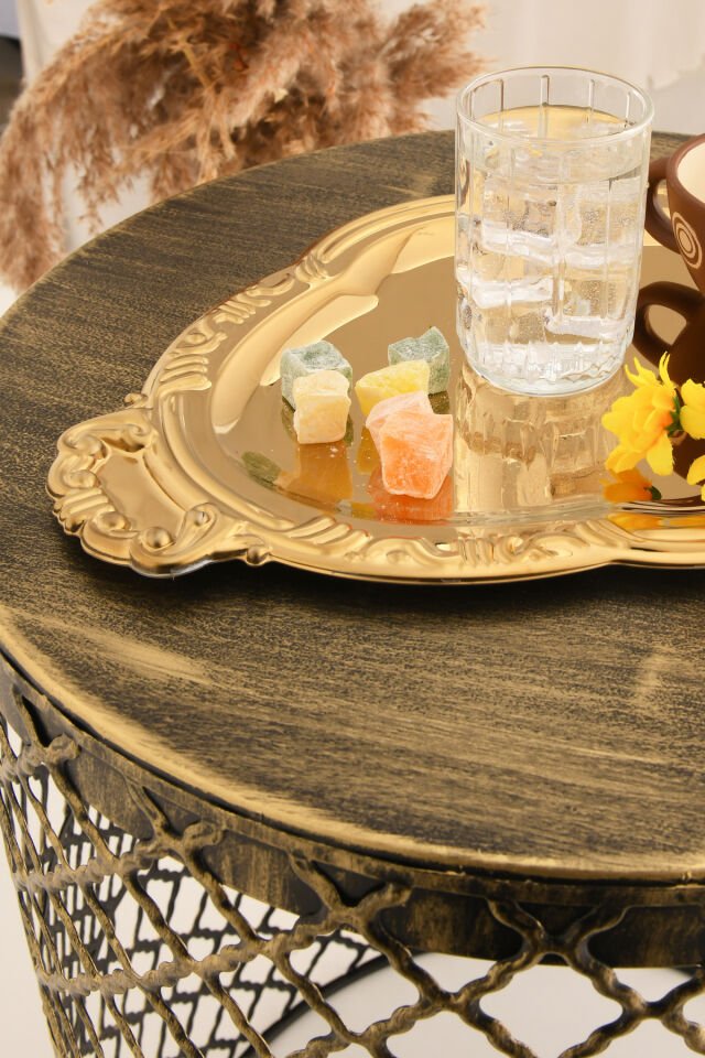 Elvir Paslanmaz Osmanlı Desen Sunum Tepsisi Gold 1 Adet