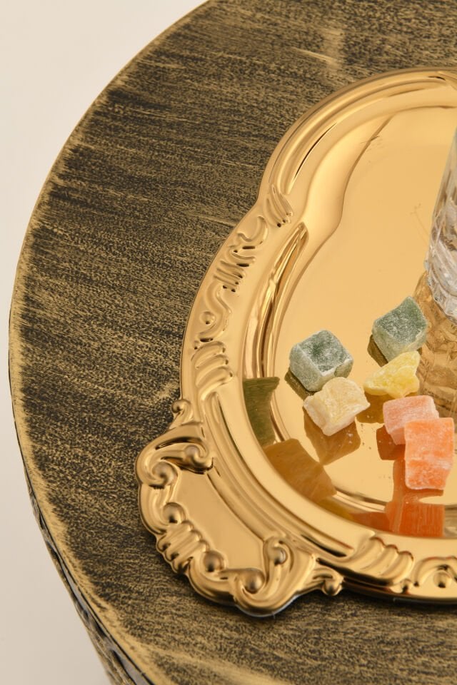 Elvir Paslanmaz Osmanlı Desen Sunum Tepsisi Gold 1 Adet