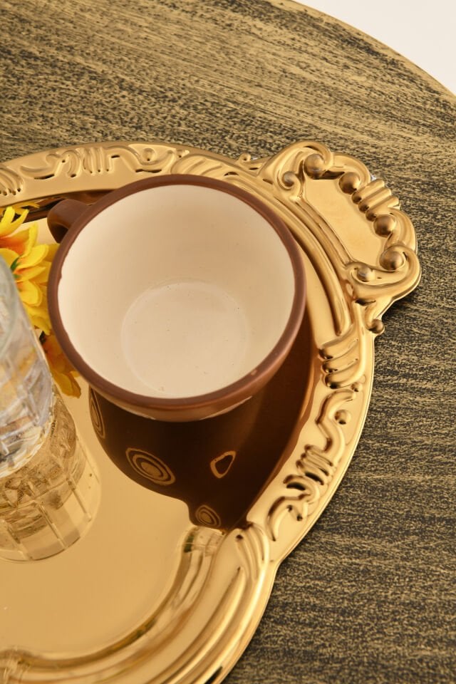 Elvir Paslanmaz Osmanlı Desen Sunum Tepsisi Gold 1 Adet