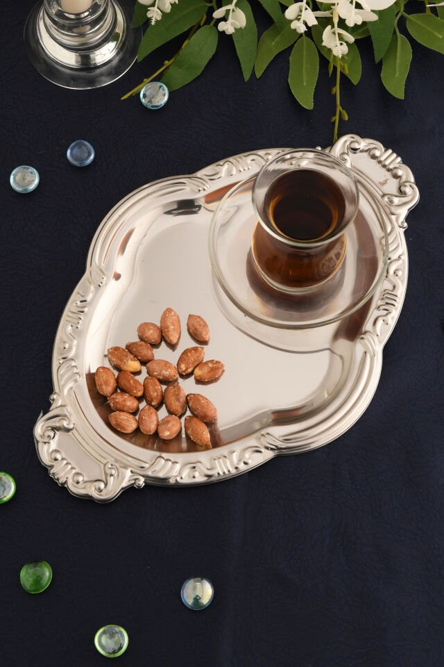 Elvir Paslanmaz Osmanlı Desen Sunum Tepsisi Gümüş 1 Adet