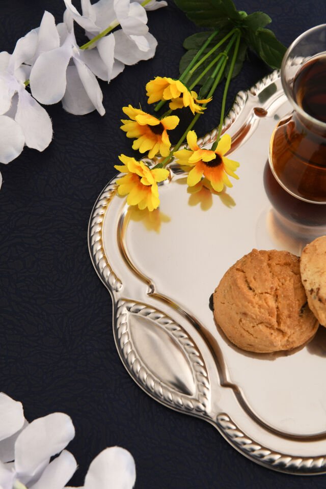 Vezan Paslanmaz Kare Burgu Desen Sunum Tepsisi Gümüş 1 Adet