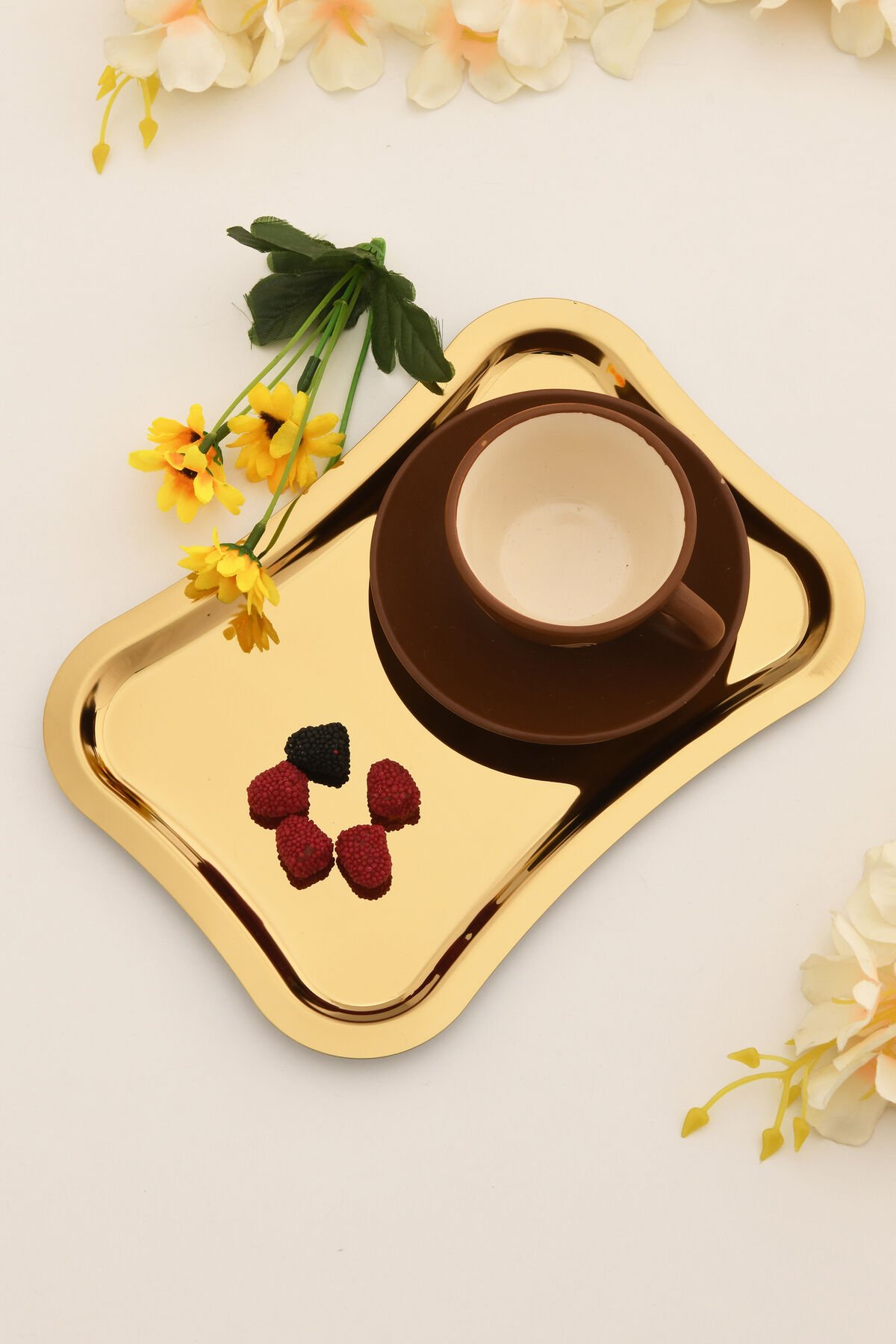 Naldo Paslanmaz Italyan Model Kahve Sunum Tepsisi Gold 1 Adet