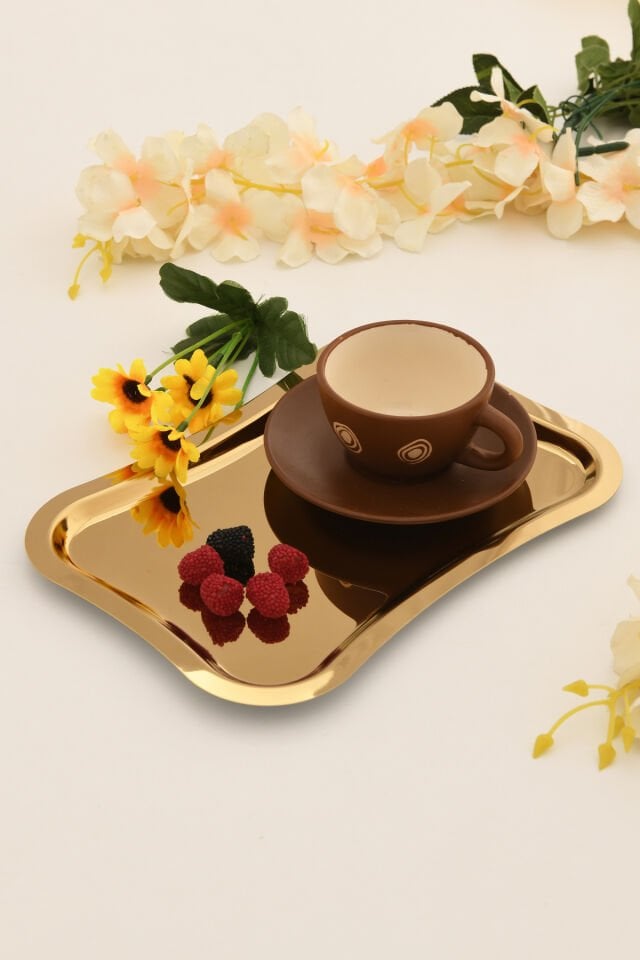 Naldo Paslanmaz Italyan Model Kahve Sunum Tepsisi Gold 1 Adet