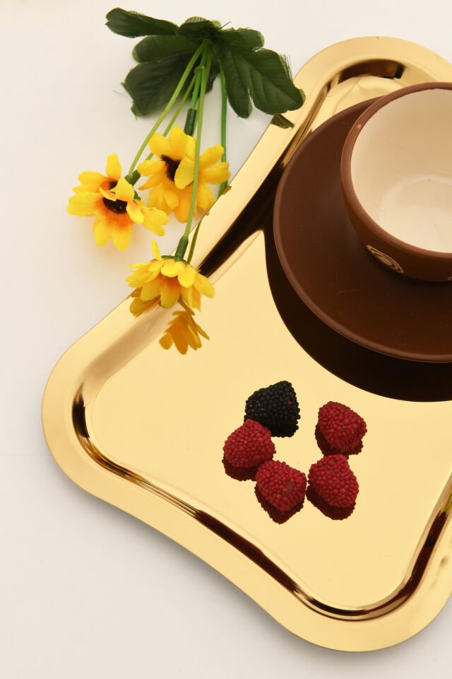 Naldo Paslanmaz Italyan Model Kahve Sunum Tepsisi Gold 1 Adet